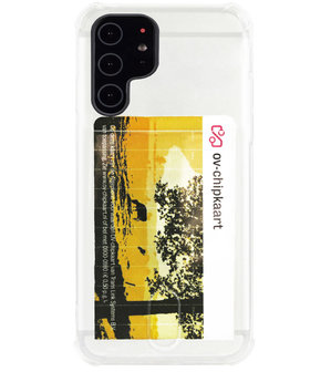 ADEL Siliconen Back Cover Softcase Hoesje voor Samsung Galaxy S22 - Pasjeshouder Doorzichtig