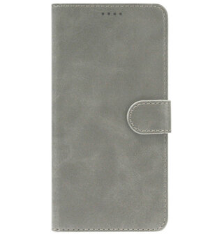 LC.IMEEKE Kunstleren Book Case Portemonnee Pasjes Hoesje voor Samsung Galaxy S21 FE - Grijs