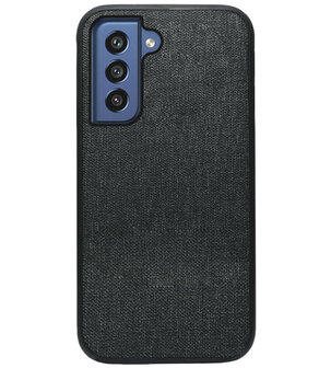 ADEL Siliconen Back Cover Softcase Hoesje voor Samsung Galaxy S21 FE - Stoffen Textiel Zwart
