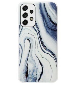 ADEL Siliconen Back Cover Softcase Hoesje voor Samsung Galaxy A73 - Marmer Blauw Wit