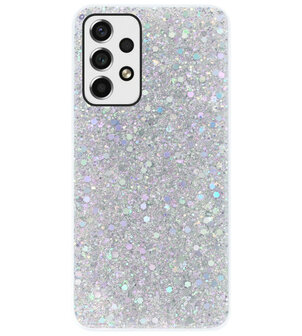 ADEL Premium Siliconen Back Cover Softcase Hoesje voor Samsung Galaxy A73 - Bling Bling Glitter Zilver