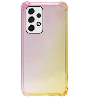 ADEL Siliconen Back Cover Softcase Hoesje voor Samsung Galaxy A73 - Kleurovergang Roze Geel