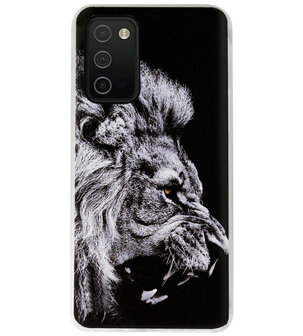 ADEL Siliconen Back Cover Softcase Hoesje voor Samsung Galaxy A03s - Leeuw Zwart
