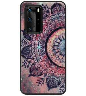 ADEL Siliconen Back Cover Softcase Hoesje voor Huawei P40 - Mandala Bloemen Rood