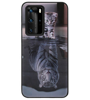 ADEL Siliconen Back Cover Softcase Hoesje voor Huawei P40 - Poezen Schaduw Tijger