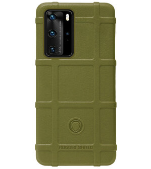 RUGGED SHIELD Rubber Bumper Case Hoesje voor Huawei P40 - Groen