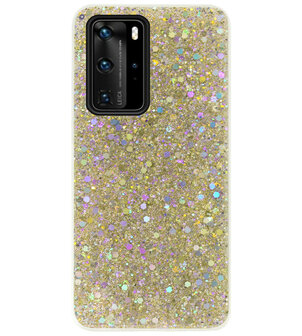 ADEL Premium Siliconen Back Cover Softcase Hoesje voor Huawei P40 - Bling Bling Glitter Goud