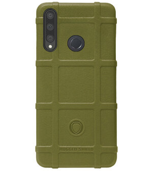 RUGGED SHIELD Rubber Bumper Case Hoesje voor Huawei P40 Lite E - Groen