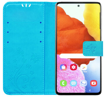 ADEL Kunstleren Book Case Pasjes Portemonnee Hoesje voor iPhone 14 - Vlinder Blauw