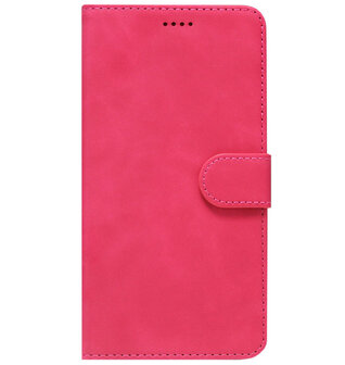 LC.IMEEKE Kunstleren Book Case Portemonnee Pasjes Hoesje voor iPhone 14 - Roze