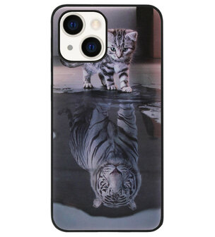 ADEL Siliconen Back Cover Softcase Hoesje voor iPhone 14 - Poezen Schaduw Tijger