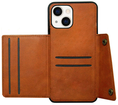 ADEL Kunstleren Back Cover Pasjeshouder Hoesje voor iPhone 14 Plus - Bruin