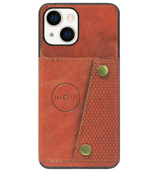 ADEL Kunstleren Back Cover Pasjeshouder Hoesje voor iPhone 14 Plus - Bruin