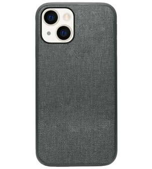 ADEL Siliconen Back Cover Softcase Hoesje voor iPhone 14 Plus - Stoffen Textiel Grijs