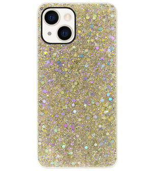 ADEL Premium Siliconen Back Cover Softcase Hoesje voor iPhone 14 Plus - Bling Bling Glitter Goud