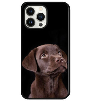 ADEL Siliconen Back Cover Softcase Hoesje voor iPhone 14 Pro - Labrador Retriever Hond Bruin
