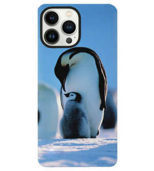 ADEL Siliconen Back Cover Softcase Hoesje voor iPhone 14 Pro Max - Pinguin Blauw