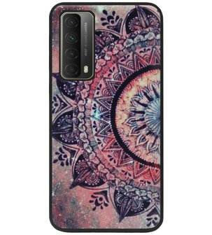 ADEL Siliconen Back Cover Softcase Hoesje voor Huawei P Smart 2021 - Mandala Bloemen Rood