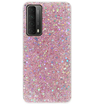 ADEL Premium Siliconen Back Cover Softcase Hoesje voor Huawei P Smart 2021 - Bling Bling Roze