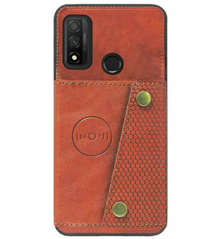 ADEL Kunstleren Back Cover Pasjeshouder Hoesje voor Huawei P Smart 2020 - Bruin