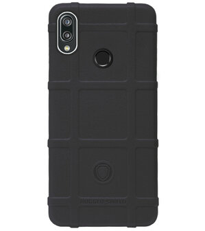 RUGGED SHIELD Rubber Bumper Case Hoesje voor Huawei P Smart 2019 - Zwart