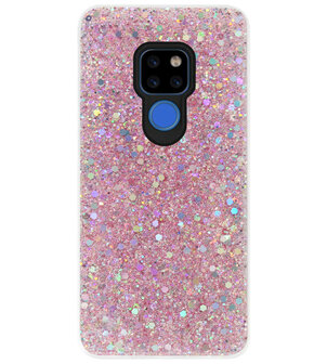 ADEL Premium Siliconen Back Cover Softcase Hoesje voor Huawei Mate 20 - Bling Bling Roze