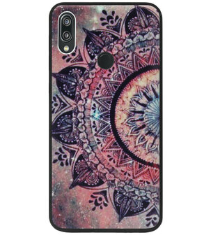 ADEL Siliconen Back Cover Softcase Hoesje voor Huawei Y7 (2019) - Mandala Bloemen Rood