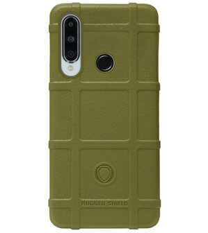 RUGGED SHIELD Rubber Bumper Case Hoesje voor Huawei Y6p - Groen