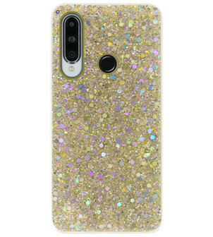 ADEL Premium Siliconen Back Cover Softcase Hoesje voor Huawei Y6p - Bling Bling Glitter Goud