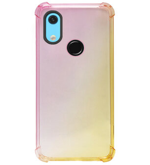 ADEL Siliconen Back Cover Softcase Hoesje voor Huawei Y6 (2019) - Kleurovergang Roze Geel