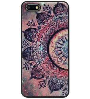 ADEL Siliconen Back Cover Softcase Hoesje voor Huawei Y5 (2018) - Mandala Bloemen Rood