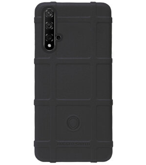 RUGGED SHIELD Rubber Bumper Case Hoesje voor Huawei Nova 5T - Zwart