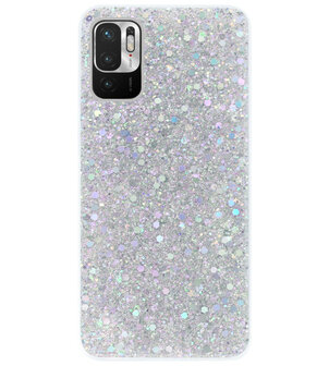 ADEL Premium Siliconen Back Cover Softcase Hoesje voor Xiaomi Redmi Note 10 (5G) - Bling Bling Glitter Zilver