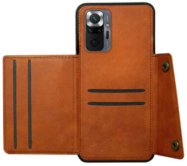ADEL Kunstleren Back Cover Pasjeshouder Hoesje voor Xiaomi Redmi Note 10 Pro - Bruin