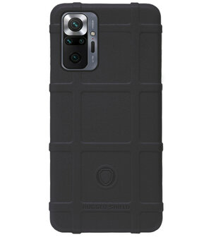 RUGGED SHIELD Rubber Bumper Case Hoesje voor Xiaomi Redmi Note 10 Pro - Zwart