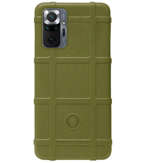 RUGGED SHIELD Rubber Bumper Case Hoesje voor Xiaomi Redmi Note 10 Pro - Groen