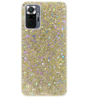 ADEL Premium Siliconen Back Cover Softcase Hoesje voor Xiaomi Redmi Note 10 Pro - Bling Bling Glitter Goud