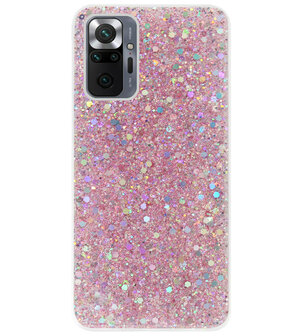 ADEL Premium Siliconen Back Cover Softcase Hoesje voor Xiaomi Redmi Note 10 Pro - Bling Bling Roze