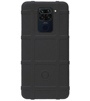 RUGGED SHIELD Rubber Bumper Case Hoesje voor Xiaomi Redmi Note 9 - Zwart