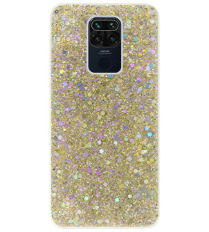 ADEL Premium Siliconen Back Cover Softcase Hoesje voor Xiaomi Redmi Note 9 - Bling Bling Glitter Goud