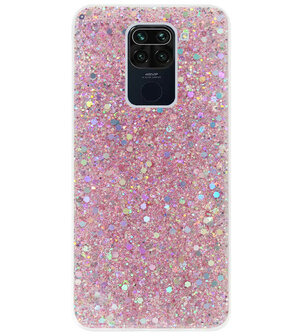 ADEL Premium Siliconen Back Cover Softcase Hoesje voor Xiaomi Redmi Note 9 - Bling Bling Roze