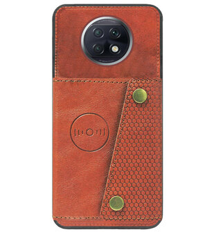 ADEL Kunstleren Back Cover Pasjeshouder Hoesje voor Xiaomi Redmi Note 9T (5G) - Bruin