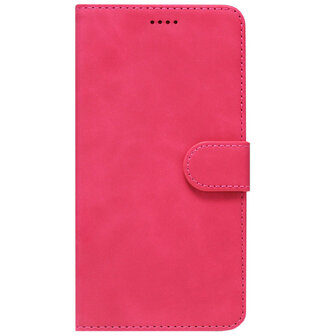 LC.IMEEKE Kunstleren Book Case Portemonnee Pasjes Hoesje voor Xiaomi Redmi Note 9T (5G) - Roze