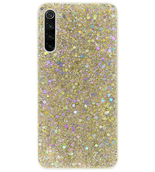 ADEL Premium Siliconen Back Cover Softcase Hoesje voor Xiaomi Redmi Note 8 (2021/ 2019) - Bling Bling Glitter Goud