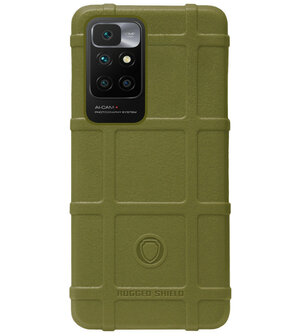 RUGGED SHIELD Rubber Bumper Case Hoesje voor Xiaomi Redmi 10 - Groen