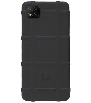 RUGGED SHIELD Rubber Bumper Case Hoesje voor Xiaomi Redmi 9C - Zwart