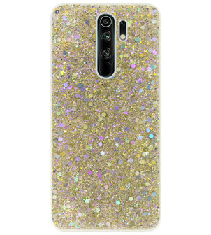 ADEL Premium Siliconen Back Cover Softcase Hoesje voor Xiaomi Redmi 9 - Bling Bling Glitter Goud