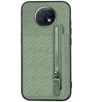 ADEL Kunstleren Back Cover Pasjeshouder Portemonnee Hoesje voor Xiaomi Redmi Note 9T (5G) - Groen