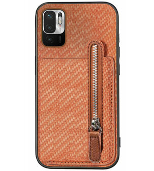 ADEL Kunstleren Back Cover Pasjeshouder Portemonnee Hoesje voor Xiaomi Redmi Note 10 (5G) - Bruin