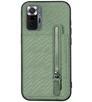ADEL Kunstleren Back Cover Pasjeshouder Portemonnee Hoesje voor Xiaomi Redmi Note 10 Pro - Groen